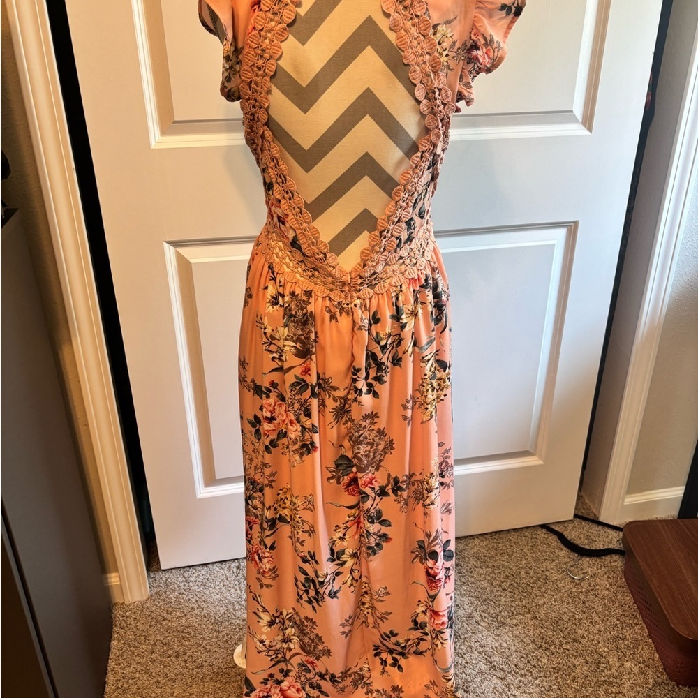 She + Sky Pink Floral High Low Dress - Picture 4 of 9